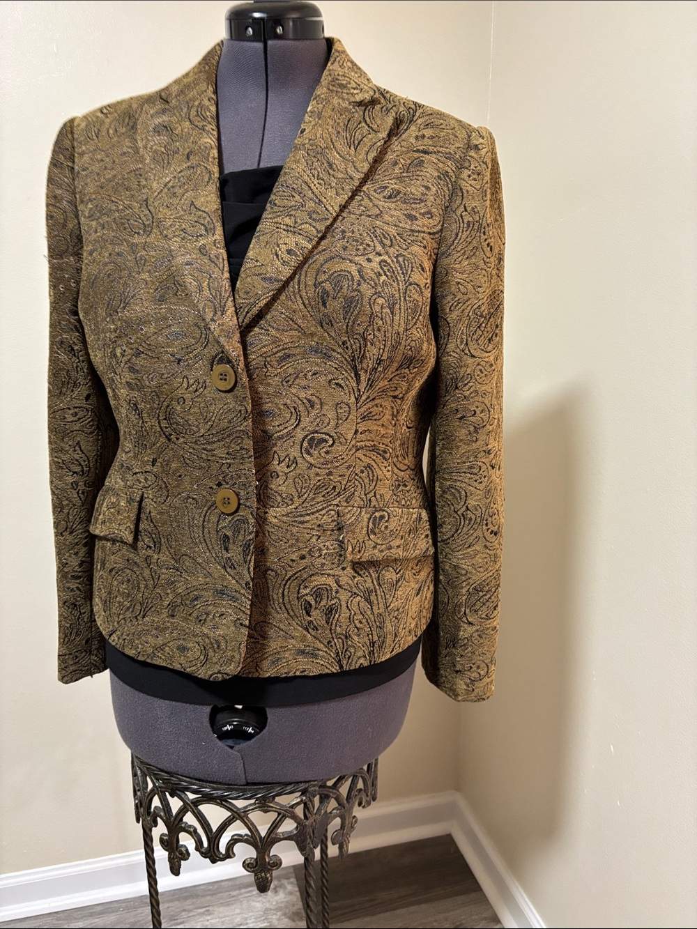 Grace Elements Brown Paisley Blazer Jacket